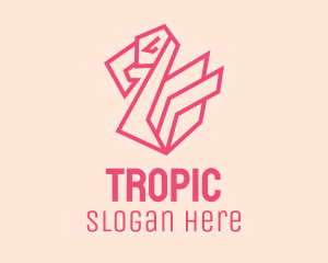 Geometric Pink Flamingo  logo design