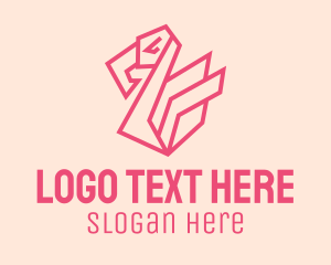 Tired - Geometric Pink Flamingo logo design