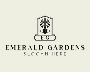 Shovel Landscaping Gardener logo design