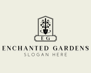 Shovel Landscaping Gardener logo design