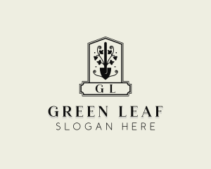 Shovel Landscaping Gardener logo design