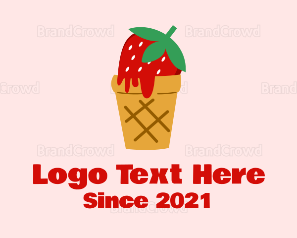 Strawberry Ice Cream Cone Logo