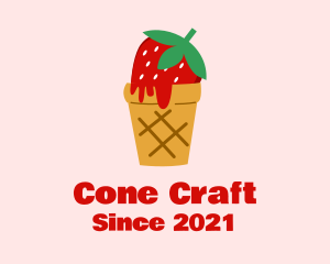 Strawberry Ice Cream Cone logo design