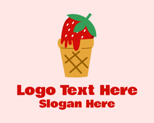 Strawberry Ice Cream Cone Logo