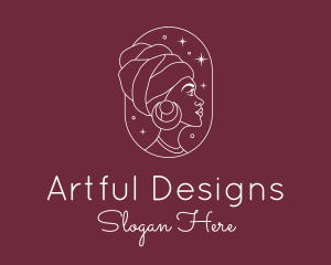 African Woman Line logo design