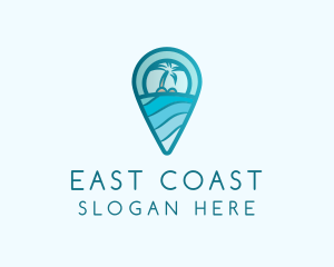 Tropical Location Pin Palm Tree logo design