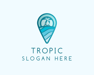 Tropical Location Pin Palm Tree logo design