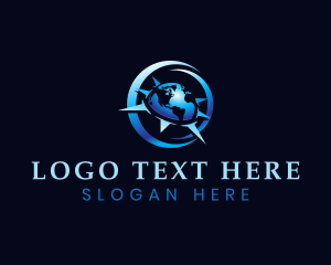 Blue Globe - Globe Compass Navigation logo design