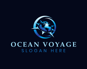 Globe Compass Navigation Voyage logo design