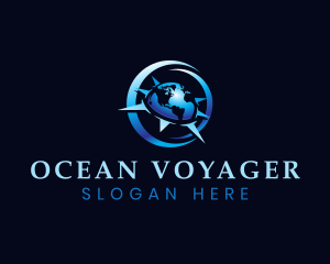 Globe Compass Navigation Voyage logo design