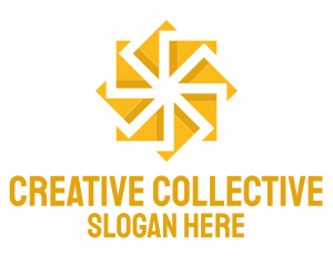 Yellow Solar Flower logo design