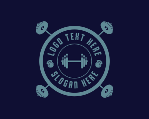 Barbell - Fitness Weightlifting Badge logo design