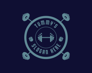 Hipster - Fitness Weightlifting Badge logo design