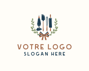 Ribbon - Baking Tools Wreath logo design