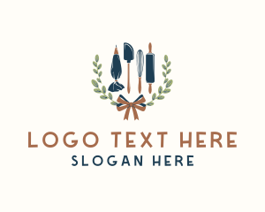 Leaf - Baking Tools Wreath logo design