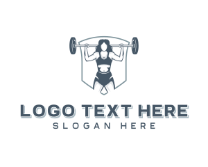 Barbell - Female Weightlifter Training logo design