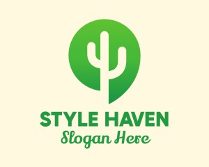 Green Cactus Plant logo design