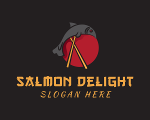 Salmon - Tuna Fish Chopsticks logo design