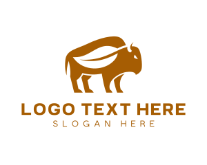 Animal - Eco Friendly Leaf Bison logo design