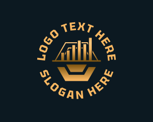 Cryptocurrency - Hexagon Bar Graph logo design