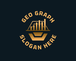 Hexagon Bar Graph logo design