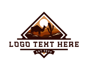 Sand Dunes - Camel Desert Cactus logo design