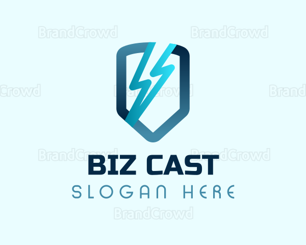 Blue Lightning Shield Logo