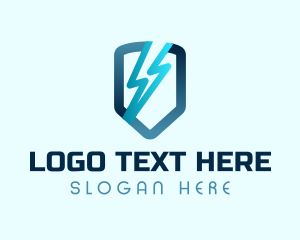 Electrician - Blue Lightning Shield logo design