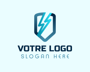 Blue Lightning Shield Logo