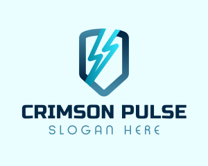 Blue Lightning Shield logo design