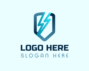 Power - Blue Lightning Shield logo design