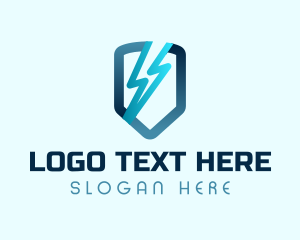 Protection - Blue Lightning Shield logo design