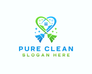 Broom House Cleaning logo design