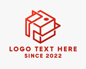 Tongue Out - Red Logistics Box logo design