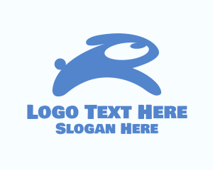 Hop - Abstract Blue Rabbit logo design