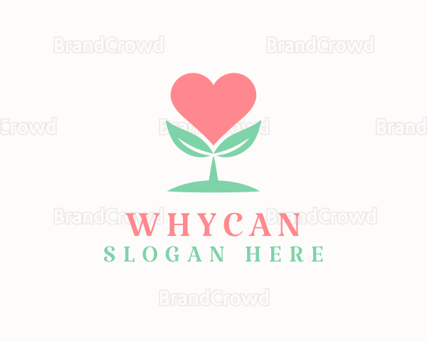 Cute Eco Heart Plant Logo