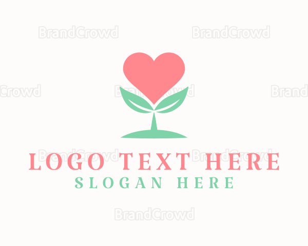 Cute Eco Heart Plant Logo