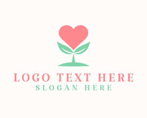 Seedling - Cute Eco Heart Plant logo design