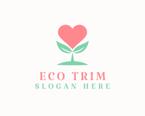 Cute Eco Heart Plant logo design