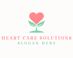 Cute Eco Heart Plant logo design