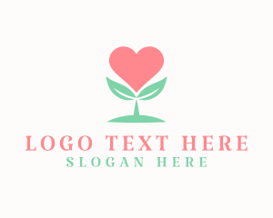Heart - Cute Eco Heart Plant logo design