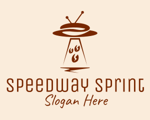 Brew - UFO Spaceship Coffee Bean logo design