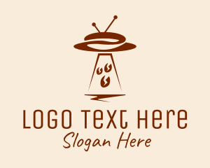 Internet Cafe - UFO Spaceship Coffee Bean logo design