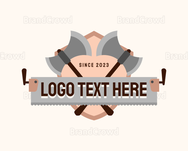 Saw Axe Lumberjack Logo