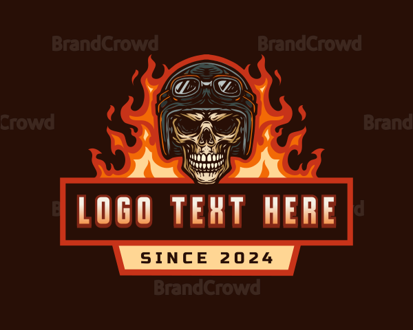 Flaming Skull Helmet Logo