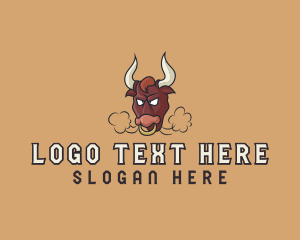 Angry - Cartoon Bull Bison logo design