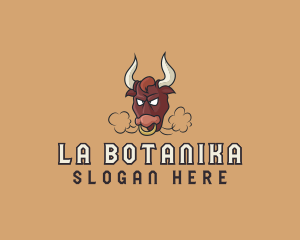 Angry - Cartoon Bull Bison logo design