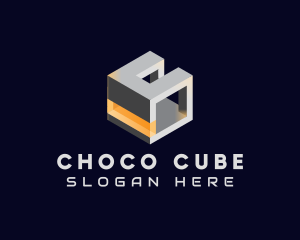 3D Metallic Cube logo design