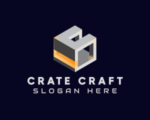 Crate - 3D Metallic Cube logo design