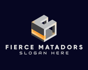 3D Metallic Cube logo design